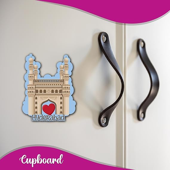 Bhai Please Charminar Hyderabad City Wooden Fridge Magnet (Pack of 1) | Place, City, State, Souvenir, Destinations, Travel, Adventure Fridge Decorations | Gift for Friends, Colleagues |