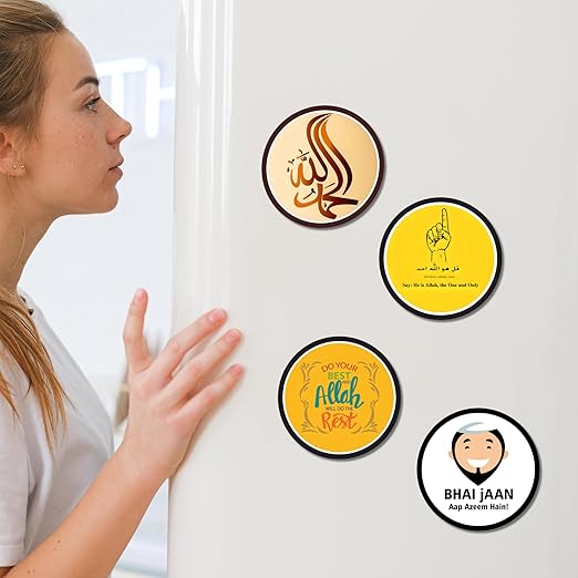 Wooden Allah Fridge Magnets for Home, Cafe, Kitchen & Office Decoration Fridge Magnet | Fridge Magnet | Magnets for Fridge (Pack of 5)