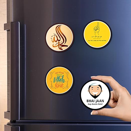 Wooden Allah Fridge Magnets for Home, Cafe, Kitchen & Office Decoration Fridge Magnet | Fridge Magnet | Magnets for Fridge (Pack of 5)